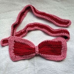 Handcrafted Pink and Red Crochet Scarf